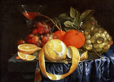 Still Life of Grapes, Oranges and a Peeled Lemon by Jan Pauwel the elder Gillemans